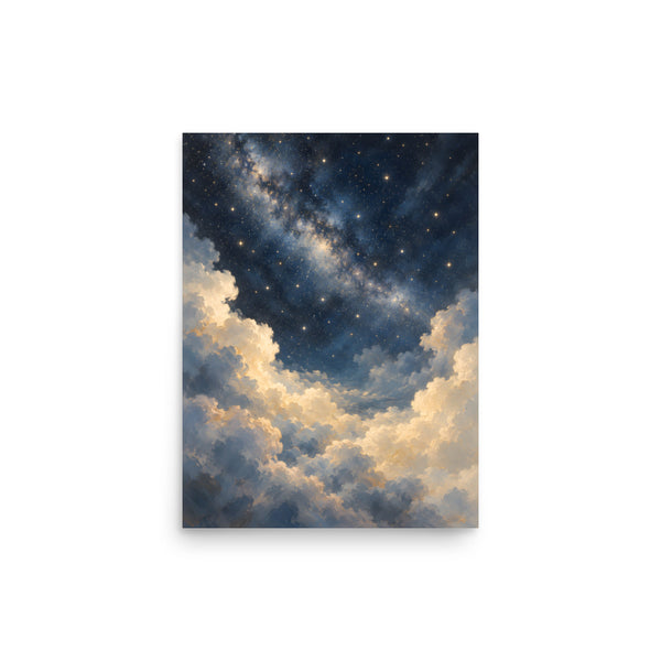 Starlight Above Soft Clouds matte poster, 12 × 16 inches, featuring stars above soft clouds