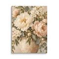 Ivory Garden canvas print, 12 × 16 inches, showing ivory and blush flowers in a ceramic vase