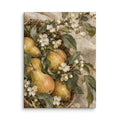 Golden Orchard canvas print, 12 × 16 inches, showing golden pears and white blossoms in a woven basket