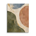 Earthen Balance canvas print, 12 × 16 inches, showing organic forms in olive, clay, blue and cream