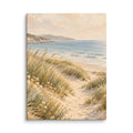 Dune Reverie canvas print, 12 × 16 inches, depicting a sandy path, dune grasses and a calm blue shoreline.