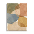 Gathered Earth canvas print, 12 × 16 inches, depicting overlapping organic forms in olive, clay and creamy neutrals.