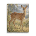 Doe in the Birchwood canvas print, 12 × 16 inches, showing a gentle doe among birch trees