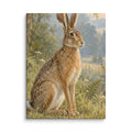 Hare at the Woodland Edge canvas print, 12 × 16 inches, showing a woodland hare among soft grasses