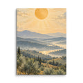Ochre Sun Over Quiet Hills canvas print, 12 × 16 inches, featuring an ochre sun above rolling hills