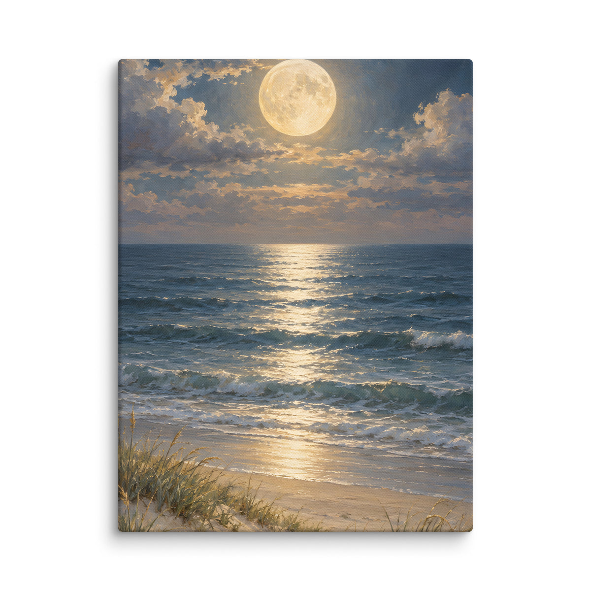 Moonlight Over the Quiet Sea canvas print, 12 × 16 inches, featuring moonlight over a peaceful sea
