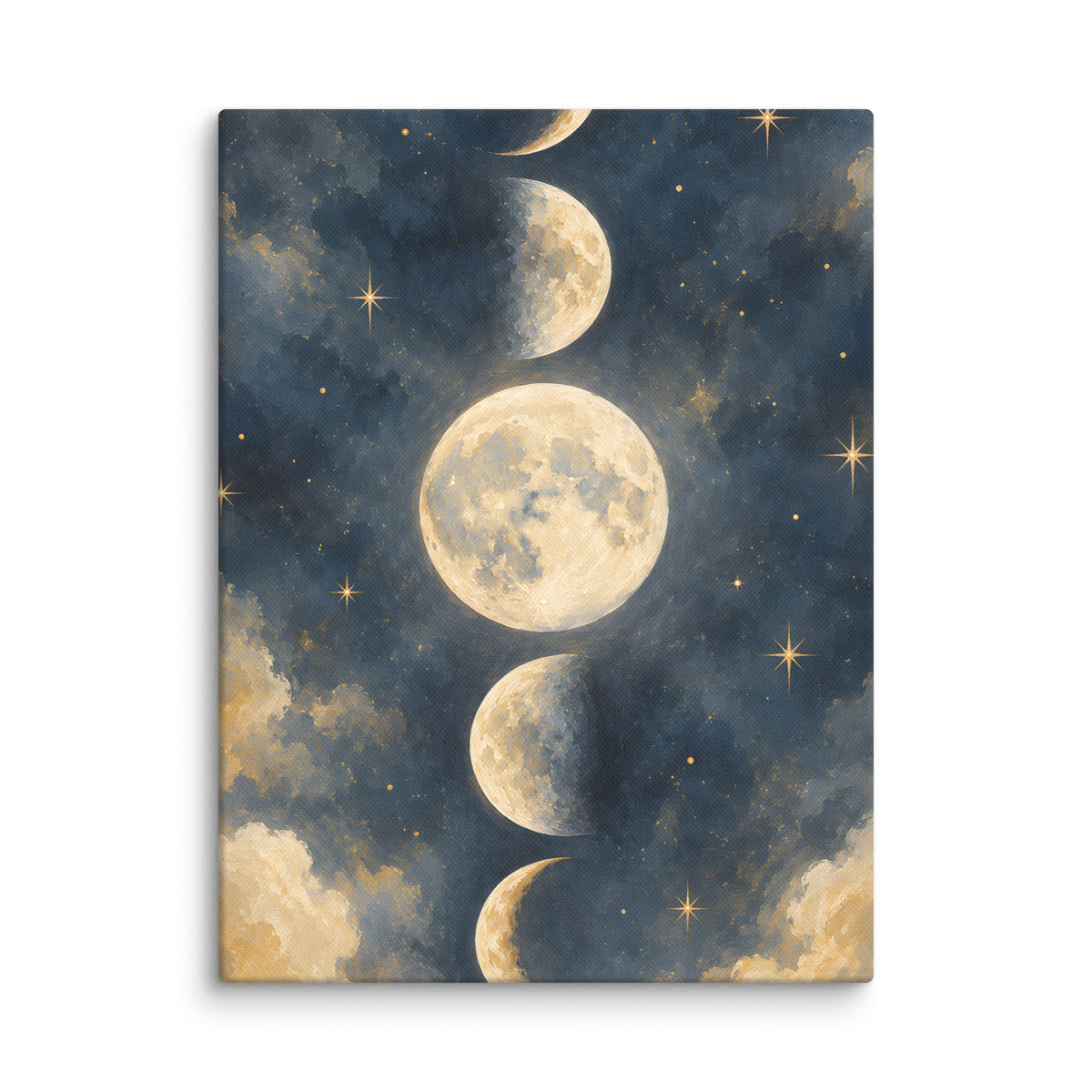 Moon Phases in Quiet Twilight canvas print, 12 × 16 inches, featuring decorative moon phases in twilight