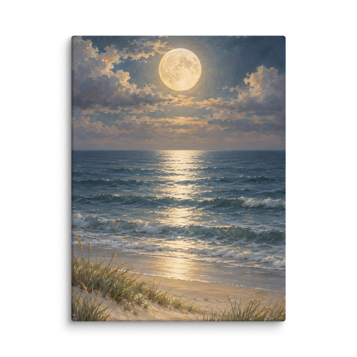Moonlight Over the Quiet Sea canvas print, 18 × 24 inches, featuring moonlight over a peaceful sea