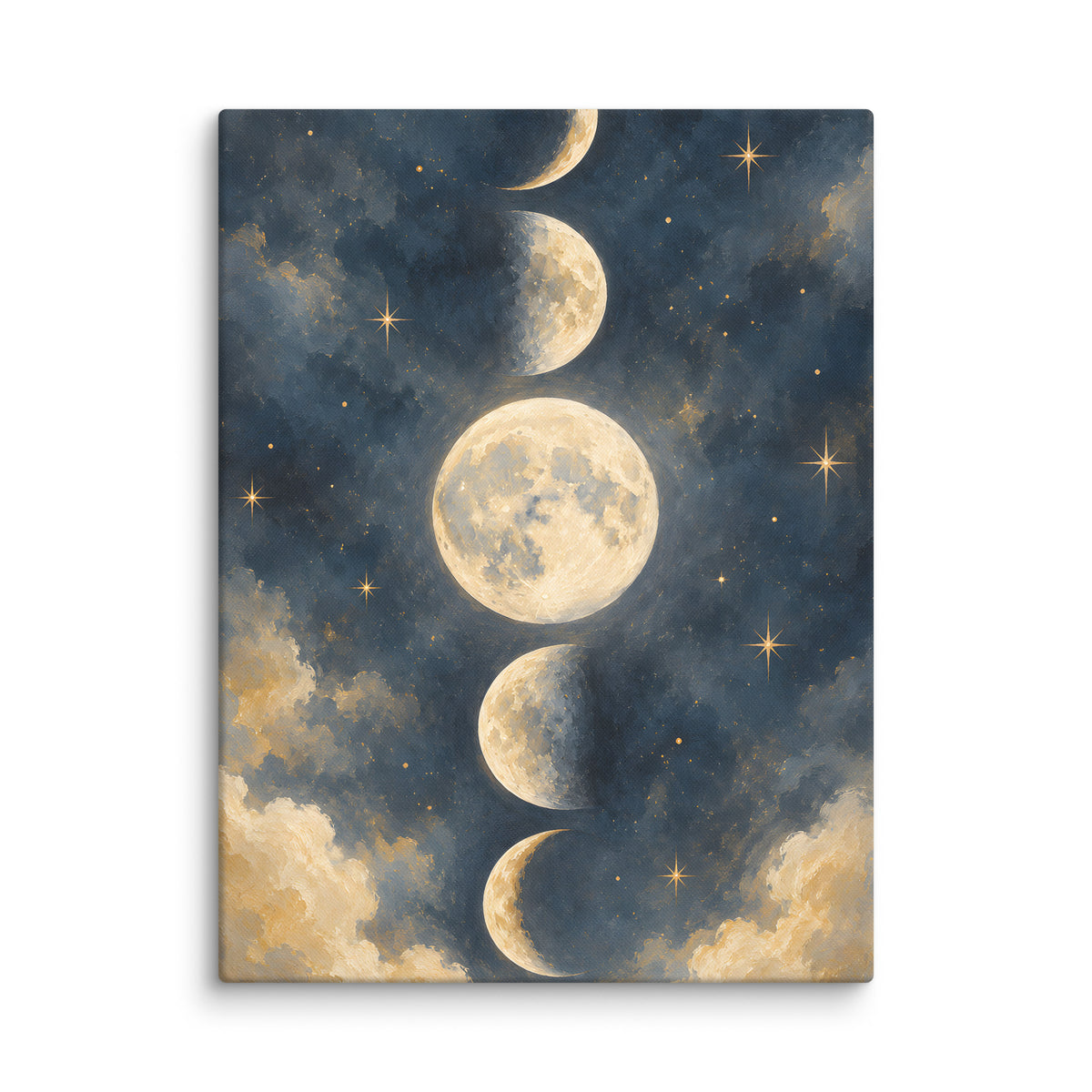 Moon Phases in Quiet Twilight canvas print, 18 × 24 inches, featuring decorative moon phases in twilight