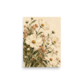 Meadow Reverie matte poster, 12 × 16 inches, showing ivory flowers, clay accents and olive foliage