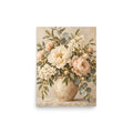 Ivory Garden matte poster, 12 × 16 inches, showing ivory and blush flowers in a ceramic vase