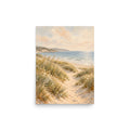 Dune Reverie matte poster, 12 × 16 inches, depicting a sandy path, dune grasses and a calm blue shoreline.