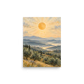 Ochre Sun Over Quiet Hills matte poster, 12 × 16 inches, featuring an ochre sun above rolling hills