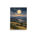 Ivory Moon Over Quiet Hills matte poster, 12 × 16 inches, featuring a full moon above quiet hills