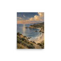 Crescent Moon Over the Quiet Bay matte poster, 12 × 16 inches, featuring a crescent above a coastal bay