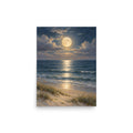 Moonlight Over the Quiet Sea matte poster, 12 × 16 inches, featuring moonlight over a peaceful sea