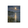 Broken Moonlight on the Still Lake matte poster, 12 × 16 inches, featuring moonlight reflected on a still lake