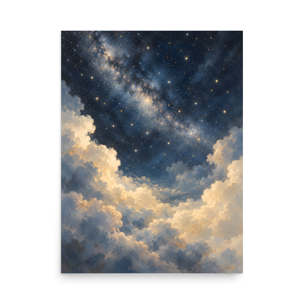 Starlight Above Soft Clouds matte poster, 18 × 24 inches, featuring stars above soft clouds